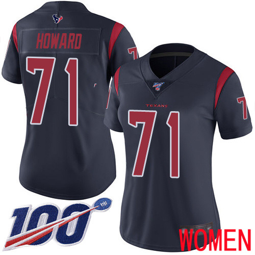 Houston Texans Limited Navy Blue Women Tytus Howard Jersey NFL Football 71 100th Season Rush Vapor Untouchable